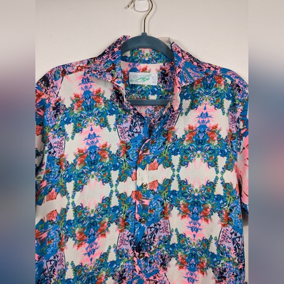Seaplane Shirt Mens Size XS Geometric Psychedelic All Over Print Button Front - Picture 3 of 10